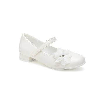 Pantofi copii -  balerini fete - alb - textil - sistem inchidere Velcro