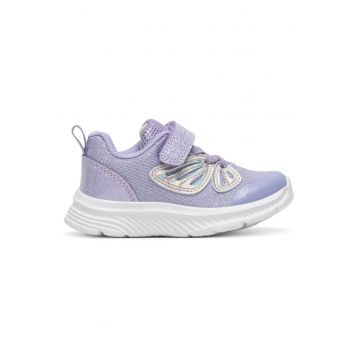 Pantofi copii -  mov - textil - cu ornamente sclipici - inchidere Velcro