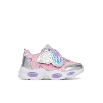 Pantofi copii -  roz - material textil - cu LED-uri intermitente - inchidere velcro