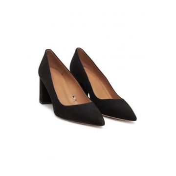 Pantofi cu toc dama -  piele naturala - negru
