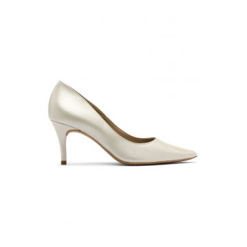 Pantofi de piele cu toc stiletto Ofelia - Alb murdar