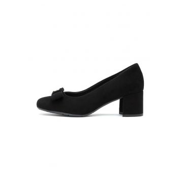 Pantofi de piele intoarsa cu varf rotund - Negru