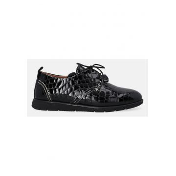 Pantofi derby din piele lacuita cu motiv piele de crocodil