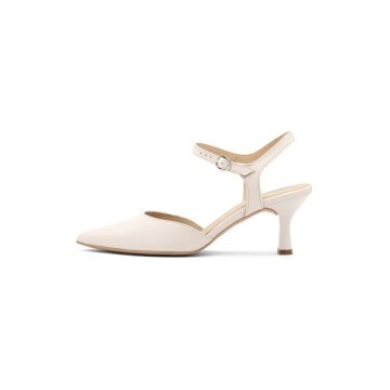 Pantofi din piele cu varf ascutit - Crem