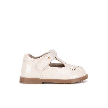 Pantofi fete -  bej - material sintetic - inchidere velcro