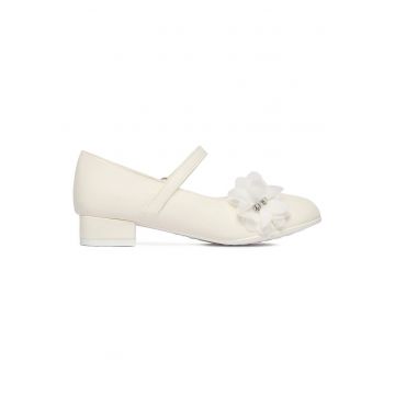 Pantofi fete -  inchidere velcro - alb - material sintetic