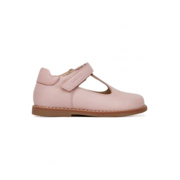 Pantofi fete  piele naturala - roz - inchidere Velcro