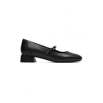 Pantofi Mary Jane de piele cu toc discret Daiss - Negru