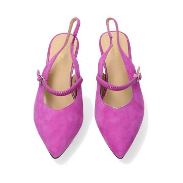 Pantofi sling-back din piele intoarsa cu barete elastice