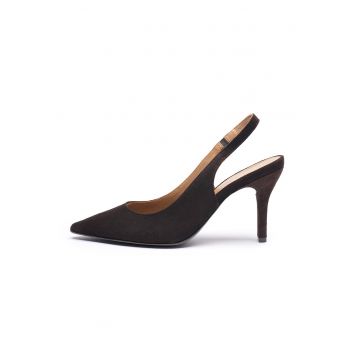 Pantofi slingback de piele intoarsa - Maro inchis