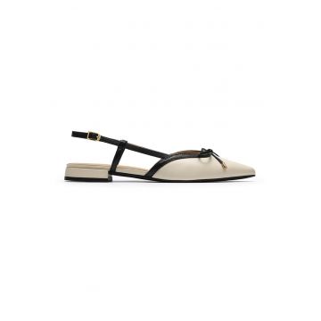 Pantofi slingback de piele Sansa - Negru/Alb murdar