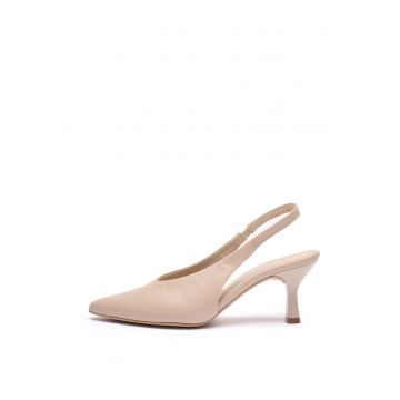 Pantofi slingback din piele - Bej deschis