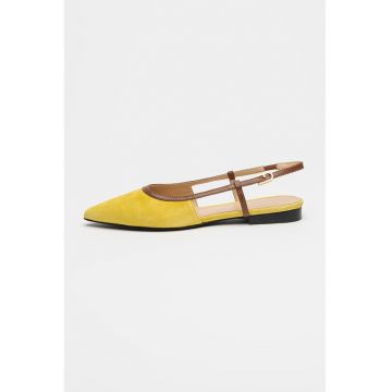 Pantofi slingback din piele cu varf ascutit Punta - Maro/Galben