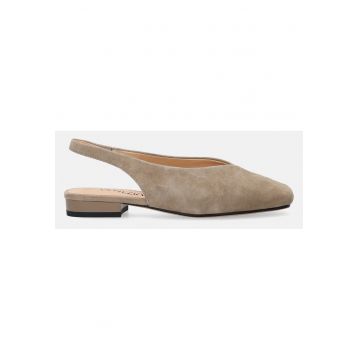 Pantofi slingback din piele intoarsa - cu talpa joasa