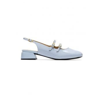 Pantofi slingback Mary Jane de piele lacuita Daiss - Albastru azur