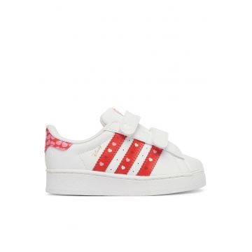 Pantofi sport copii -  piele naturala - alb/rosu - sistem inchidere Velcro