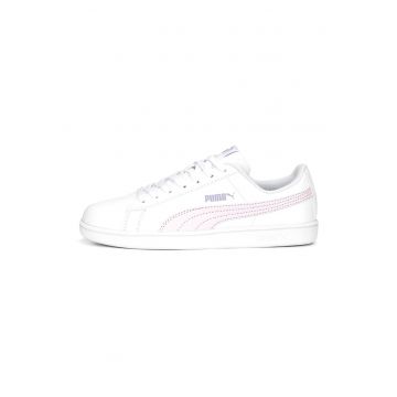 Pantofi sport de piele ecologica cu detalii logo - Alb/Lila/Roz pal