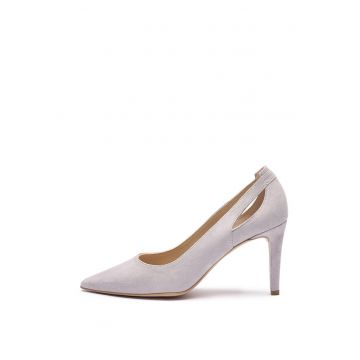 Pantofi stiletto din piele intoarsa cu decupaje Phoebe - Gri deschis