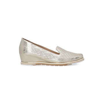 Pantofi wedge cu aspect metalizat