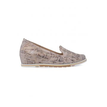 Pantofi wedge din piele - cu imprimeu piele de reptila