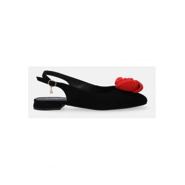 Balerine slingback din piele cu detaliu floare