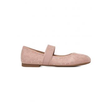 Balerini copii -  textil - roz - cu strasuri