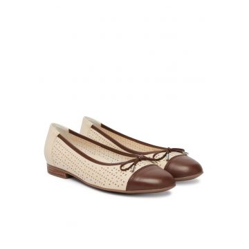 Balerini dama 12-31344-03 -  Piele naturala - Bej/Maro