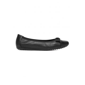 Balerini dama -  piele naturala - negru - slip-on - fundita