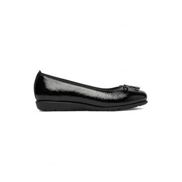 Balerini dama -  piele naturala - negru - tocul pana