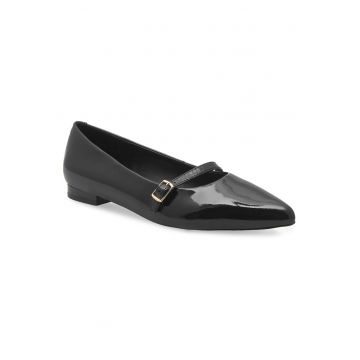 Balerini dama -  piele naturala - negru - tocul plat -