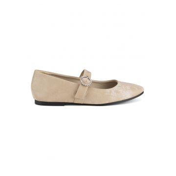 Balerini dama -  textil - bej pentru dama