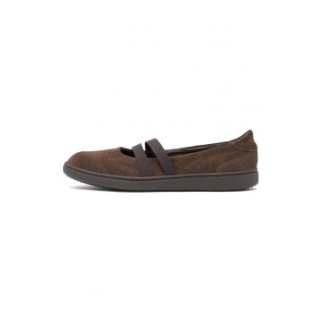 Balerini de piele cu barete elastice Marcella - Maro
