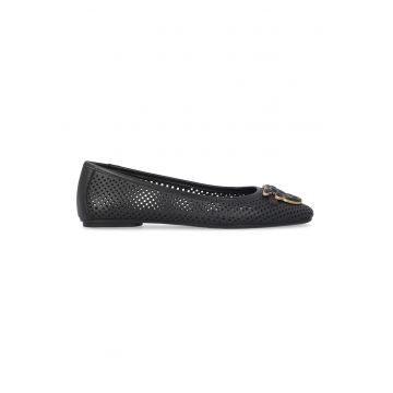 Balerini din piele cu aspect perforat - pentru balet Max - Auriu/Negru