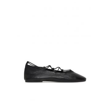Balerini -  Piele naturala - Negru -