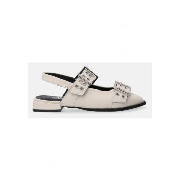 Balerini slingback din piele cu catarame