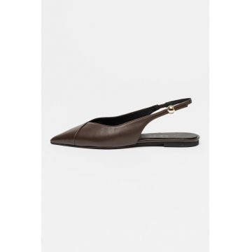 Balerini slingback din piele cu varf ascutit Sfera - Maro inchis