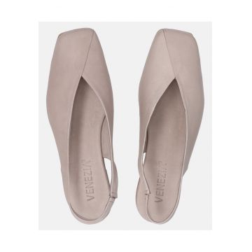 Balerini slingback din piele - cu varf patrat