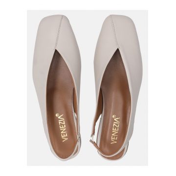 Balerini slingback din piele cu varf patrat