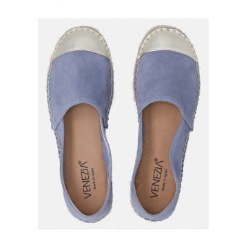 Espadrile din piele intoarsa cu insertii din piele