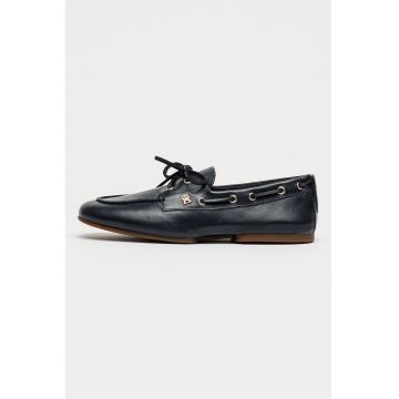 Pantofi boat de piele Sleek - Negru antracit