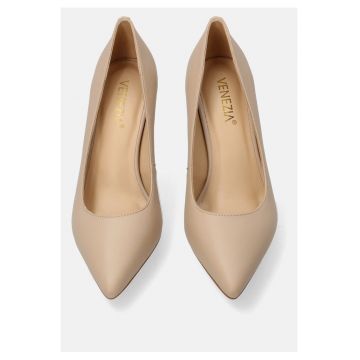 Pantofi cu toc clasic din piele naturala