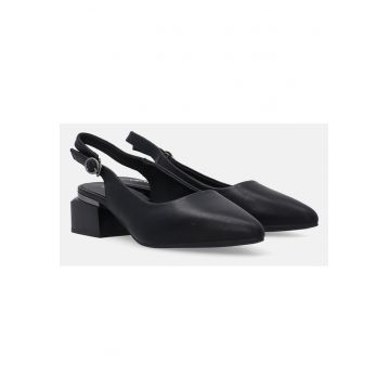 Pantofi cu toc din piele cu calcaiul descoperit
