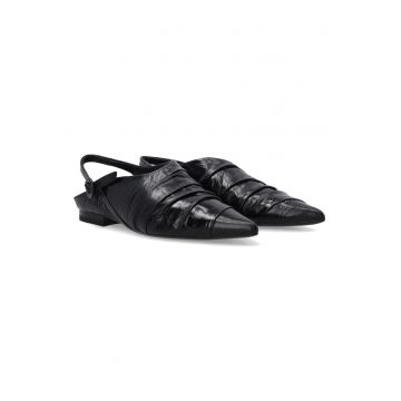 Pantofi cu toc din piele cu detlii drapate