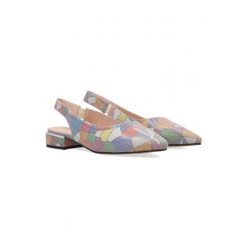 Pantofi cu toc din piele cu model geometric