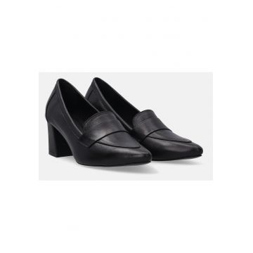 Pantofi cu toc din piele naturala cu varf ascutit