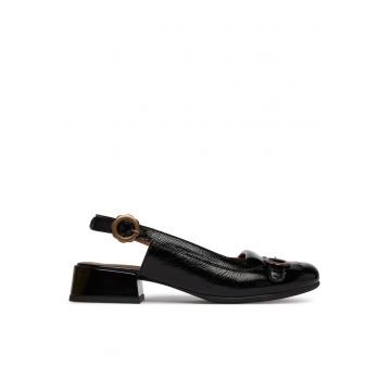 Pantofi cu toc mic -  piele naturala - negru