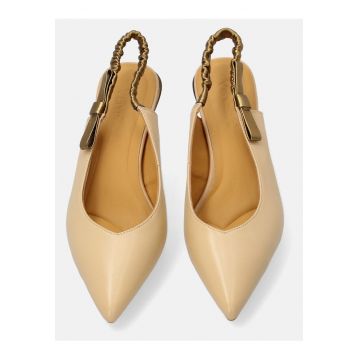 Pantofi cu toc sling-back din piele naturala