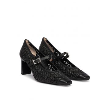 Pantofi dama -  clasic - negru - piele ecologica