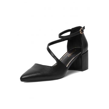 Pantofi dama -  clasic - negru - sintetic