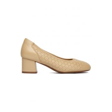 Pantofi dama -  din piele naturala - culoare bej